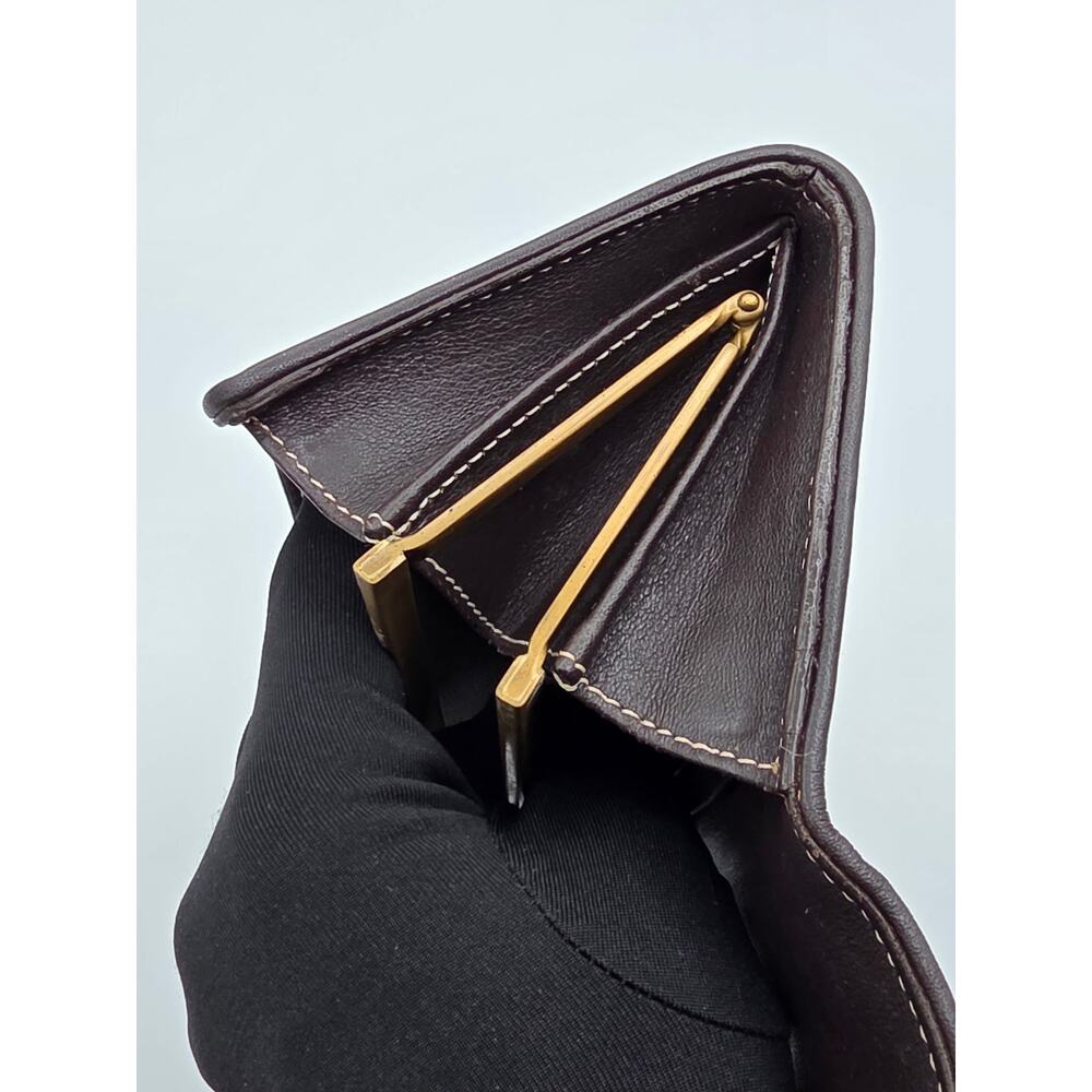 Celine Macadam Canvas Long Wallet Brown Triomphe Kiss Lock Coin Purse Vintage - Picture 16 of 16